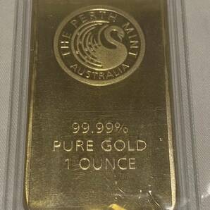 インゴット/ THE PERTH MINT Australia99.99% PURE GOLD 1OUNCE 大型金貨 ゴールドバー 31.8g 24kgp Gold Plated ケース付の画像1
