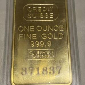 金貨長方形 スイスCREDITSUISSE /インゴット記念金貨コイン・GOLD 31.7gシリアルナンバー入り24kgp Gold Plated 専用ケース付きの画像1