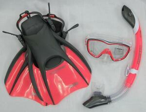 Diver Snorkeling Set Set Fin Size/S Red Ladies US Divers