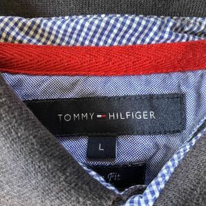 TOMMY HILFIGER トミーヒルフィガー Slim Fit 濃紺ボーダー柄綿半袖ポロシャツ(L))USED 送料無料の画像2