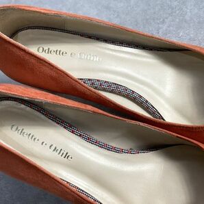 日本製◆Odette de Odile◆スウェードレザー ピンヒール パンプス オレンジ◆23.5㎝の画像4