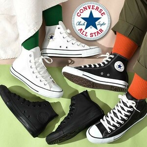 CONVERSE◆LEATHER ALL STAR HI WHITE ミドルカット スニーカー レザー ホワイト◆コンバース◆24.5㎝