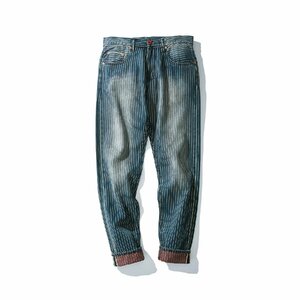 アメカジ 13.5oz デニム パンツ ジーンズ ストライプ レトロ 赤耳 カジュアルパンツ メンズ ウォッシュ加工 ウエスト80