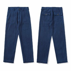 レトロ 藍染 刺し子 パンツ Fatigue Pants OG107 リメイク カーゴパンツ 軍事風 天然インディゴ 15oz 綿100% 厚手 濃紺 男前 S