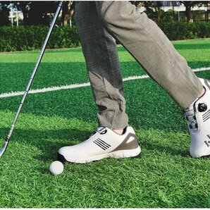 ゴルフシューズ メンズ スパイクレス 兼用 ゴルフ 靴 軽量 軽い 紐タイプ スニーカータイプ スパイクレスシューズ カジュアル グレーの画像4