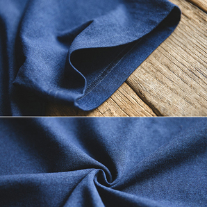 シャツ 藍染 天然藍 綿100% ポロシャツ メンズ レトロ インディゴ 濃紺 メンズ カジュアル ファッション S~2XLの画像3