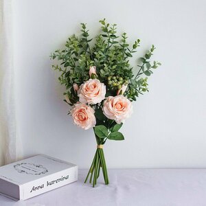  artificial flower eucalyptus + rose rose M size .. not flower interior ornament photographing for properties artificial flower bouquet bouquet interior decoration birthday ornament flower 