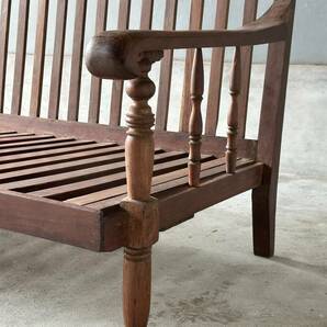 ベトナム アンティーク家具 古家具 椅子 イス ヴィンテージ 無垢材 チーク材 古材 インテリア ディスプレイ 肘掛け 木の椅子 ベンチ 長椅子の画像4