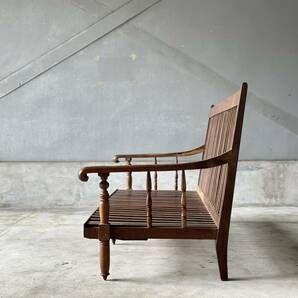 ベトナム アンティーク家具 古家具 椅子 イス ヴィンテージ 無垢材 チーク材 古材 インテリア ディスプレイ 肘掛け 木の椅子 ベンチ 長椅子の画像7