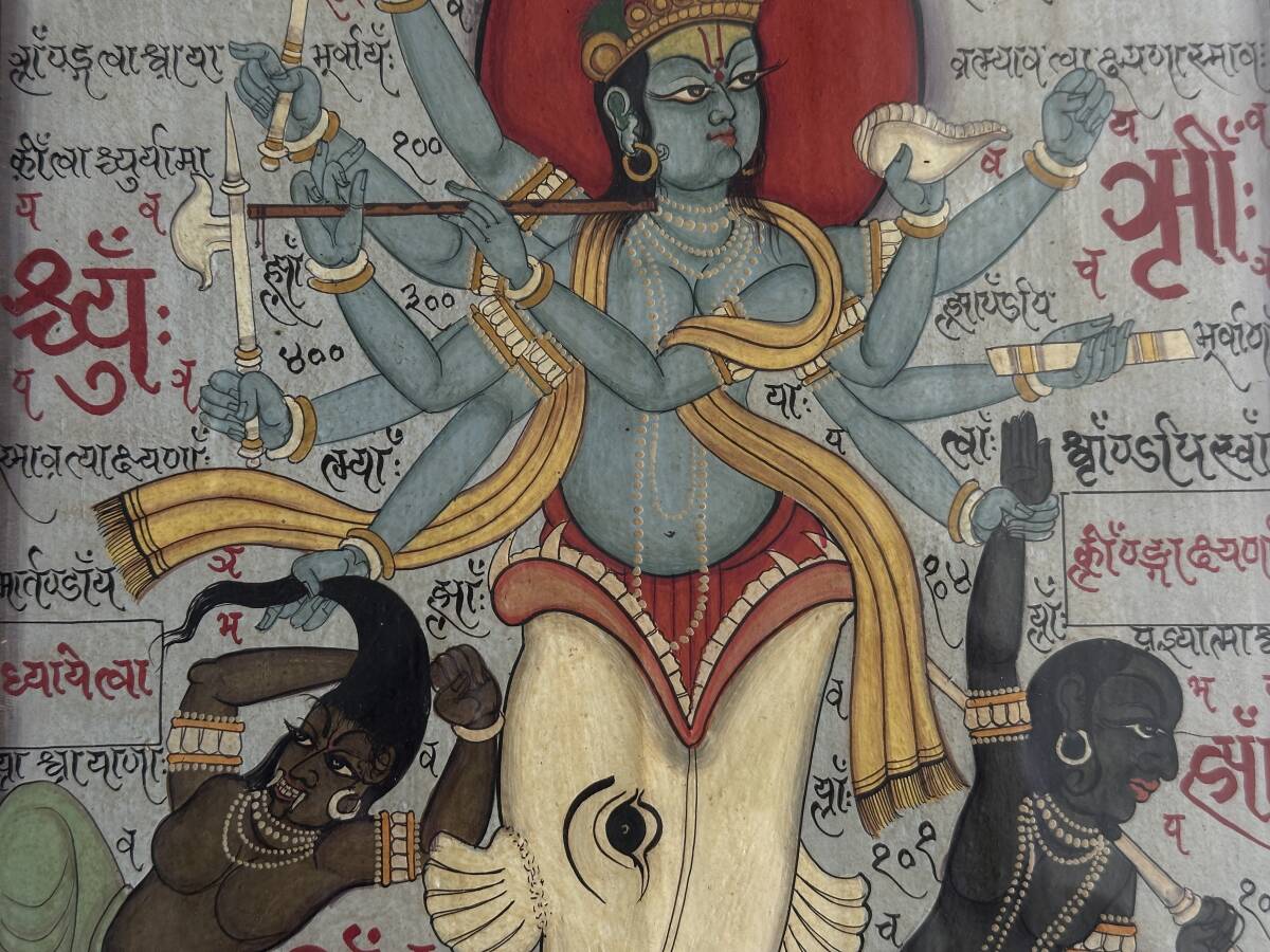 India Hinduismo India Antiguo Vintage Pintado A Mano Muebles Antiguos Enmarcados Marco De Madera Pintura Interior Antiguo b, Pasatiempo, Cultura, Obra de arte, otros