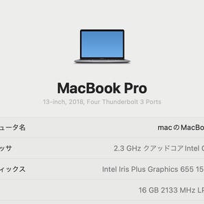 美品 ◆ Retina MacBook Pro 2018 ◆ Core i5 2.3GHz/16G/AppleSSD 256G/macOS Sonoma 14/Windows 11 Pro/Office 2021 ◆の画像4