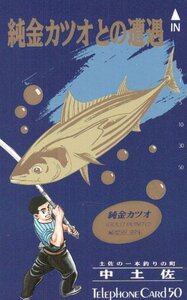 ★土佐の一本釣りの町中土佐　青柳裕介　純金カツオとの遭遇　微傷有★テレカ５０度数未使用pm_160