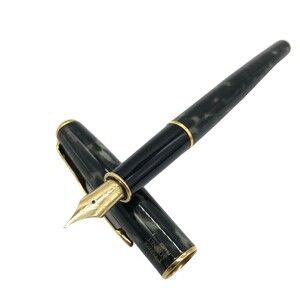 極美品◆パーカー ソネット 万年筆 ペン先18K 750 ブラック グレー マーブル PARKER SONNET【AFI4】