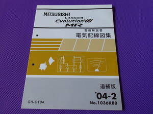 新品◆ランサーエボリューション８MR （整備解説書）電気配線図集 追補版 2004-2 ◆CT9A ランエボ8 MR・’04-2・LANCER EVOLUTION ⅧMR