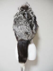 # silver fox # shawl #20cmx124cm# new goods hour lowering . attaching # rare design # Finland production #