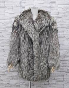 # silver fox # half coat # dress length 76cm#SAGA silver # collar BIG size #