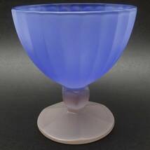 U76 フランス製 アンティーク 氷カップ デザートグラス 脚付 シェル ブルー ピンク_画像1