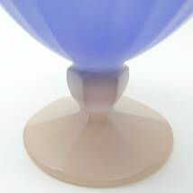 U76 フランス製 アンティーク 氷カップ デザートグラス 脚付 シェル ブルー ピンク_画像3