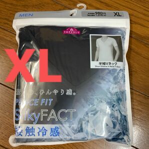 新品　PEACE FIT ピースフィット　シルキーファクト　メンズ半袖Ｖネック　インナー　XL