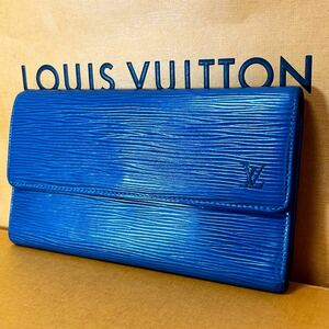 ☆1円〜☆美品☆ルイヴィトンエピ 三つ折り 長財布 LOUIS VITTON ブルー LV 箱・布袋付き