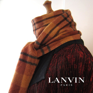 美品　LANVIN／ランバン★　チェック柄　カシミアストール