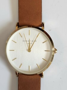 ROSEFIELD　クォーツ腕時計　アナログ　文字盤ホワイト　ベルトキャメル　RF124-W-27326　　【SH-41006】