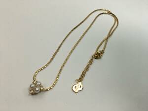 【パケ無料】美品 Christian Dior クリスチャンディオール GP フェイクパール(1つ欠損により本真珠に入替) ラインストーン ネックレス[]