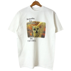 HANES■TACO BELL チワワ ドッグ プリントTシャツ ホワイト/XL 90S アニマル