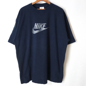 00s NIKE ナイキ プリント 半袖 Tシャツ(メンズ XXL)ネイビー ビッグサイズ 2000年