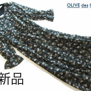 新品OLIVE des OLIVE 花柄ドビーシフォンワンピース/GRN/オリーブデオリーブ