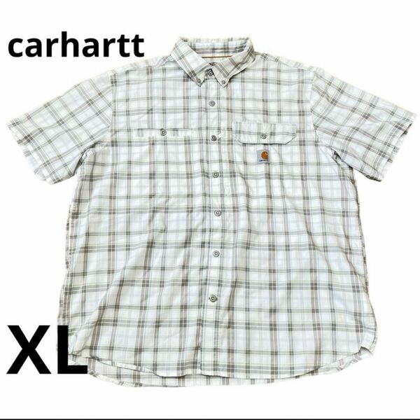 carhartt カーハート　ボタンダウン　半袖チェックシャツ　グレー　XL チェック柄