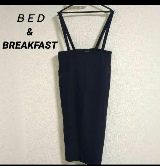 大幅値下げ bed&breakfast チノストレッチドレス　ネイビー　ワンピース キャミワンピース サロペットスカート