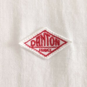 DANTON ダントン レイビームス 別注 ノーカラー シャツ 36 バンドカラー ブラウス 綿100 コットン 白 シャツ レディース ワッペン ロゴの画像2