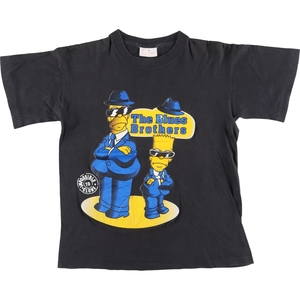 古着 90年代 FLIRTS THE SIMPSONS シンプソンズ THE BLUES BROTHERS キャラクタープリントTシャツ メンズS ヴィンテージ /eaa433055