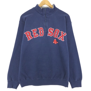 古着 MLB REDSOX レッドソックス ハーフジップスウェットシャツ トレーナー メンズL /eaa411593