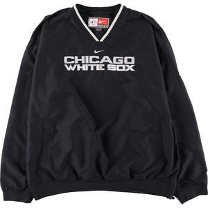 古着 00年代 ナイキ NIKE TEAM MLB CHICAGO WHITE SOX シカゴホワイトソックス Vネック ウォームアッププルオーバー メンズXXL /eaa435554