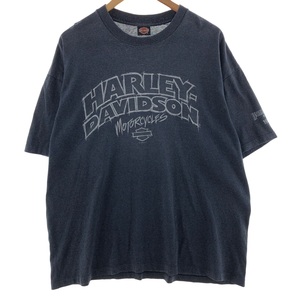 古着 90年代 ハーレーダビッドソン Harley-Davidson ボーダー柄 モーターサイクル バイクTシャツ USA製 メンズXL ヴィンテージ /eaa390120