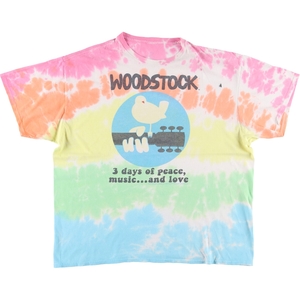 古着 WOOD STOCK ウッドストックフェスティバル タイダイ柄 バンドTシャツ バンT メンズXL /eaa433930