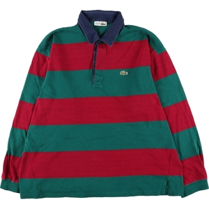 古着 80年代 ラコステ LACOSTE CHEMISE フレンチラコステ ボーダー柄 長袖 ラガーシャツ メンズXL ヴィンテージ /eaa431413