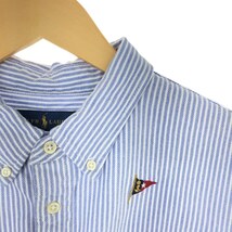 古着 ラルフローレン Ralph Lauren KNIT OXFORD 半袖 ボタンダウン ストライプシャツ メンズL /eaa436728_画像4