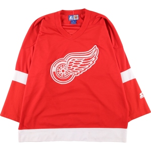 古着 90年代 スターター Starter NHL DETROIT RED WINGS デトロイトレッドウィングス ゲームシャツ ホッケーシャツ メンズXL /eaa413820