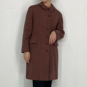 古着 ハリスツイード Harris Tweed 千鳥格子柄 ウールハーフコート レディースS /eaa293146