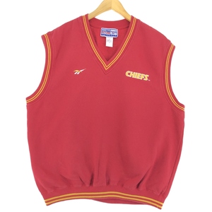 古着 リーボック Reebok NFL KANSAS CITY CHIEFS カンザスシティチーフス Vネック スウェットベスト メンズL /eaa440120