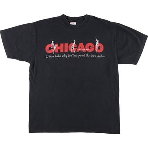 古着 90年代 T-AMERICA CHICAGO シカゴ ミュージカル プリントTシャツ USA製 メンズXL ヴィンテージ /eaa438308