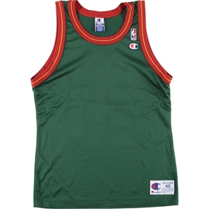 古着 90年代 チャンピオン NBA SEATTE SUPERSONICS シアトルスーパーソニックス メッシュタンクトップ ゲームシャツ メンズL /eaa428345