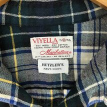 古着 60~70年代 Manhattan VIYELLA チェック柄 長袖 オープンカラーボックスシャツ メンズM ヴィンテージ /eaa440981_画像3