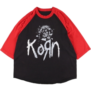 古着 KORN コーン 七分袖 ラグラン バンドTシャツ バンT メンズXL /eaa445082