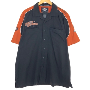 古着 ハーレーダビッドソン Harley-Davidson オープンカラー 半袖 ワークシャツ メンズL /eaa441852