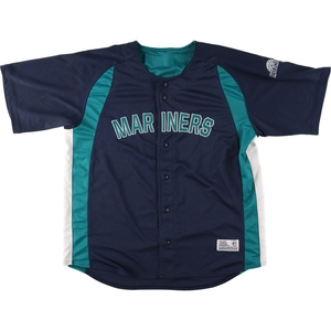 古着 MLB SEATTLE MARINERS シアトルマリナーズ メッシュ切替 ゲームシャツ ベースボールシャツ メンズXXL /eaa445688