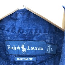 古着 ラルフローレン Ralph Lauren CUSTOM FIT 半袖 リネン ボタンダウンシャツ メンズL /eaa446308_画像3